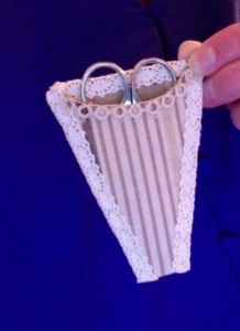 Scissors Holder Recycled Cardboard Tube, Fabric & Lace 4.5" x 3" $10.00